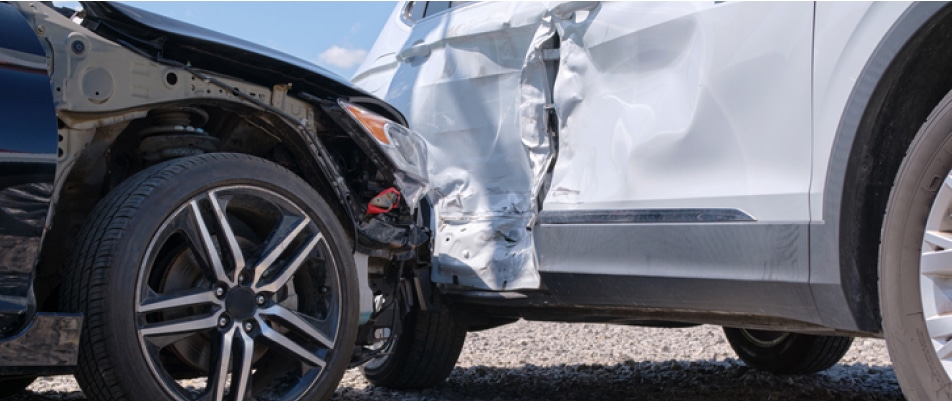 Two cars after a car crash